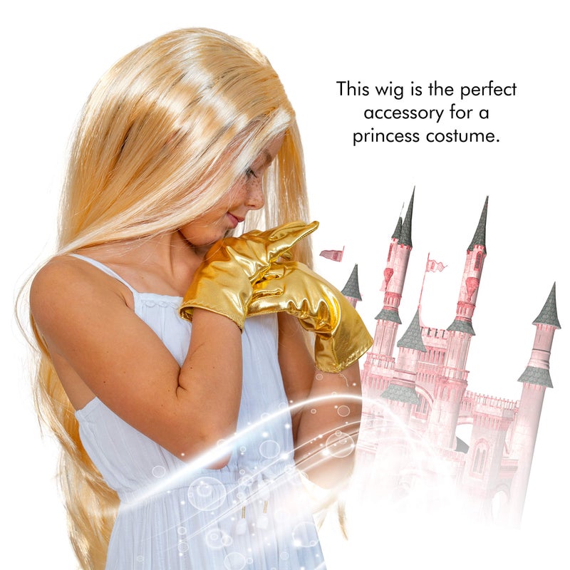 Skeleteen Long Blond Princess Wig - Blonde Kids Pretend Play Costume Accessories Princess Wigs for Children - Image 4