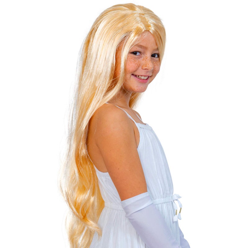 Skeleteen Long Blond Princess Wig - Blonde Kids Pretend Play Costume Accessories Princess Wigs for Children - Image 1