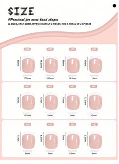 Shein 24pcs/set Medium Square Round Shaped Fashionable White And Sheer Pink French Style Manicure Nail Tips Kit With Jelly Gel And Nail File  - Image 5