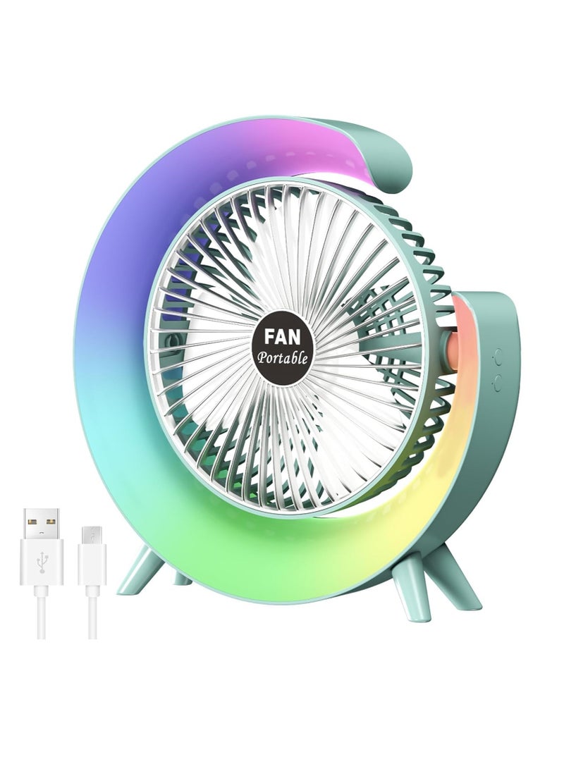 Portable LED Table Fan – 3-in-1 Mini Desktop Fan & G Lamp, 3 Wind Speeds & 5 Light Modes, USB Rechargeable, 1800mAh Battery, Silent Air Circulator for Home, Office, Bedside Table – Pink - Image 1