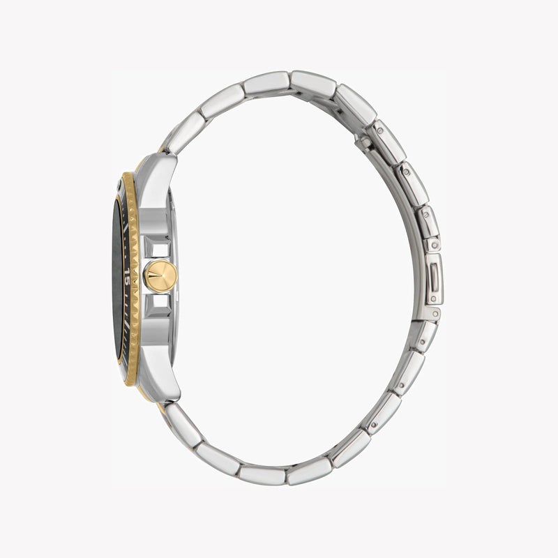 جاست كافالي ساعة جاست كافاللي للرجال من الفولاذ المقاوم للصدأ ثنائية اللون - واجهة سوداء أنيقة مع لمسات ذهبية - Image 2