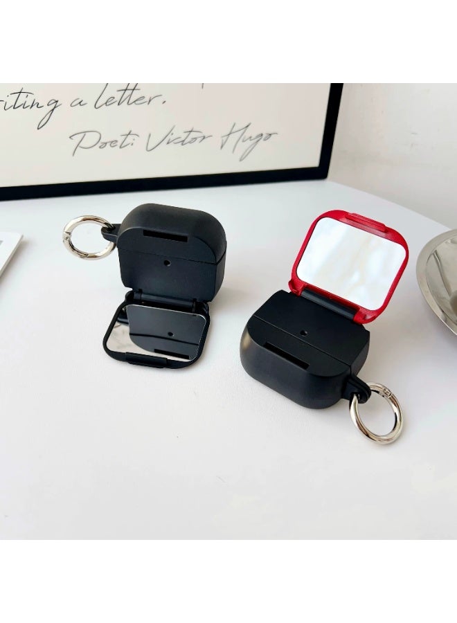 Mirror Earphone Case with for Airpods 4 Touch Design Protective Case with Hand Strap, Drop-Resistant, Shockproof (black) - Image 5