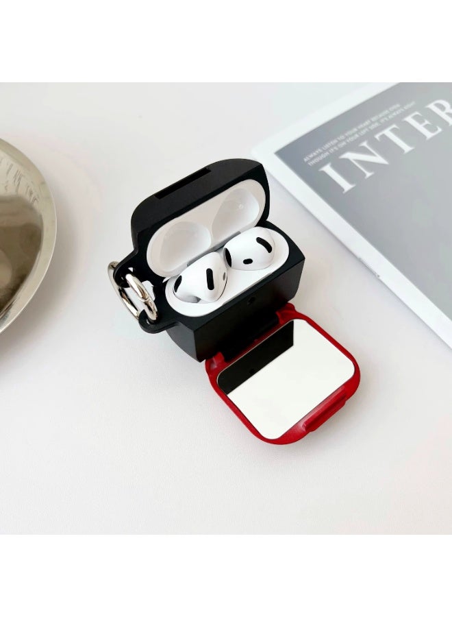 Mirror Earphone Case with for Airpods 4 Touch Design Protective Case with Hand Strap, Drop-Resistant, Shockproof (black) - Image 4