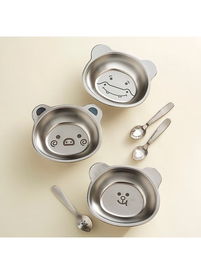 Onlycook 304 Stainless Steel Baby Food Bowl Children's Plate Rice Bowl Cartoon Small Bowl Baby Tableware Plate - Little Pig - Image 1