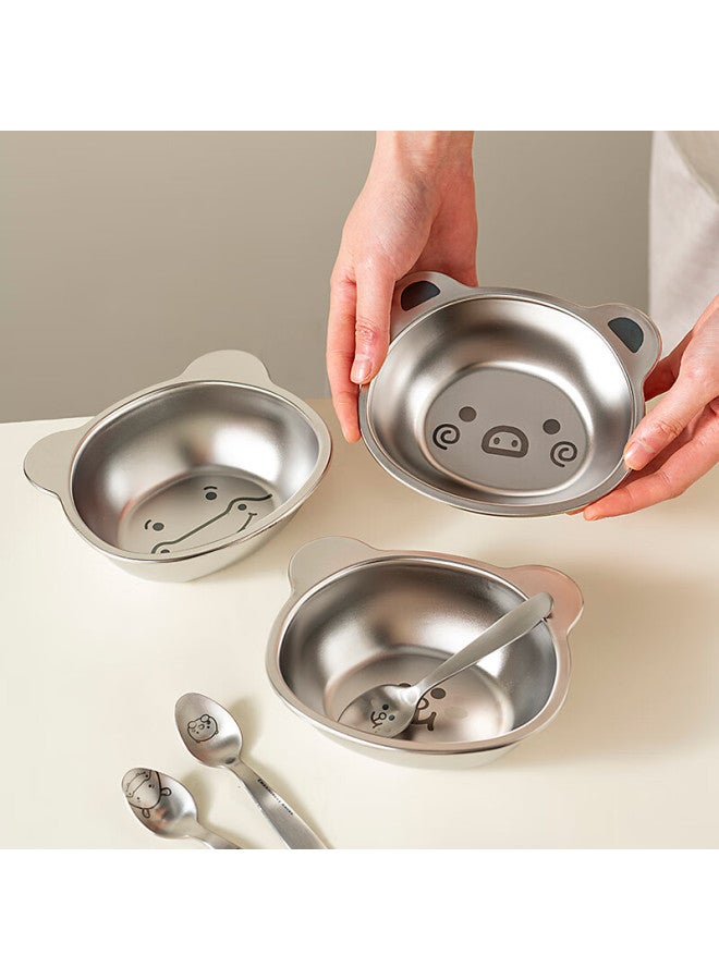 Onlycook 304 Stainless Steel Baby Food Bowl Children's Plate Rice Bowl Cartoon Small Bowl Baby Tableware Plate - Little Pig - Image 3