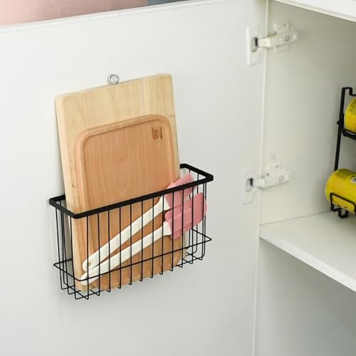 TopLife منظم رف لصق باب الحائط من توبلايف للمطبخ، بدون حفر، أسود - Image 5