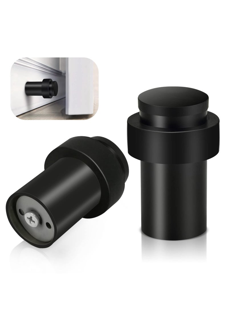SYOSI Door Stoppers, Floor Mounted Door Stop Black Heavy Duty Doorstop Stainless Steel Modern Door Stops Bumper Wall Protector Decorative Solid Rubber Tall Floor Door Stopper for Skirtings (2 Pack)  - Image 1