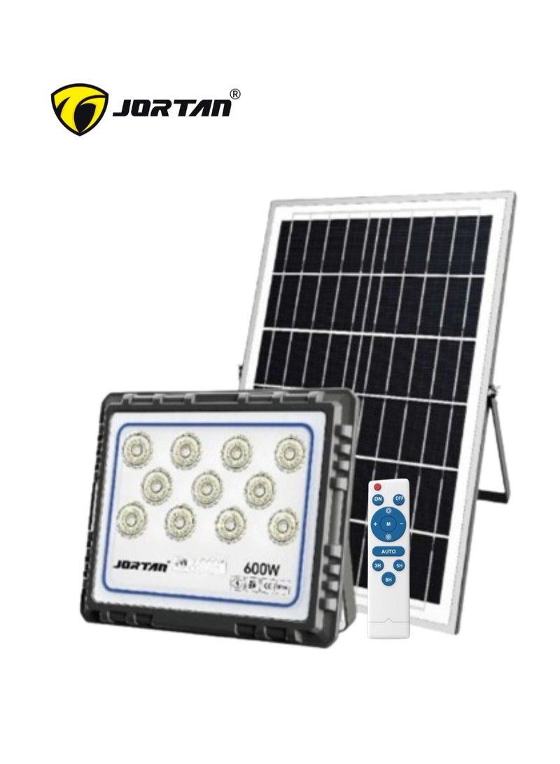 جورتان كشاف LED بالطاقة الشمسية قابل لإعادة الشحن بقدرة 600 وات، بطارية عالية السعة 25000 مللي أمبير في الساعة، لوحة شمسية بقدرة 25 وات، مقاومة للماء IP66، احتياطية من 13 إلى 17 ساعة، طقم جسم معدني - Image 1