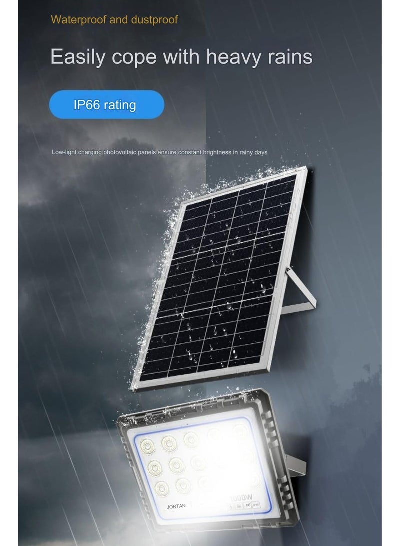جورتان كشاف LED بالطاقة الشمسية قابل لإعادة الشحن بقدرة 600 وات، بطارية عالية السعة 25000 مللي أمبير في الساعة، لوحة شمسية بقدرة 25 وات، مقاومة للماء IP66، احتياطية من 13 إلى 17 ساعة، طقم جسم معدني - Image 2