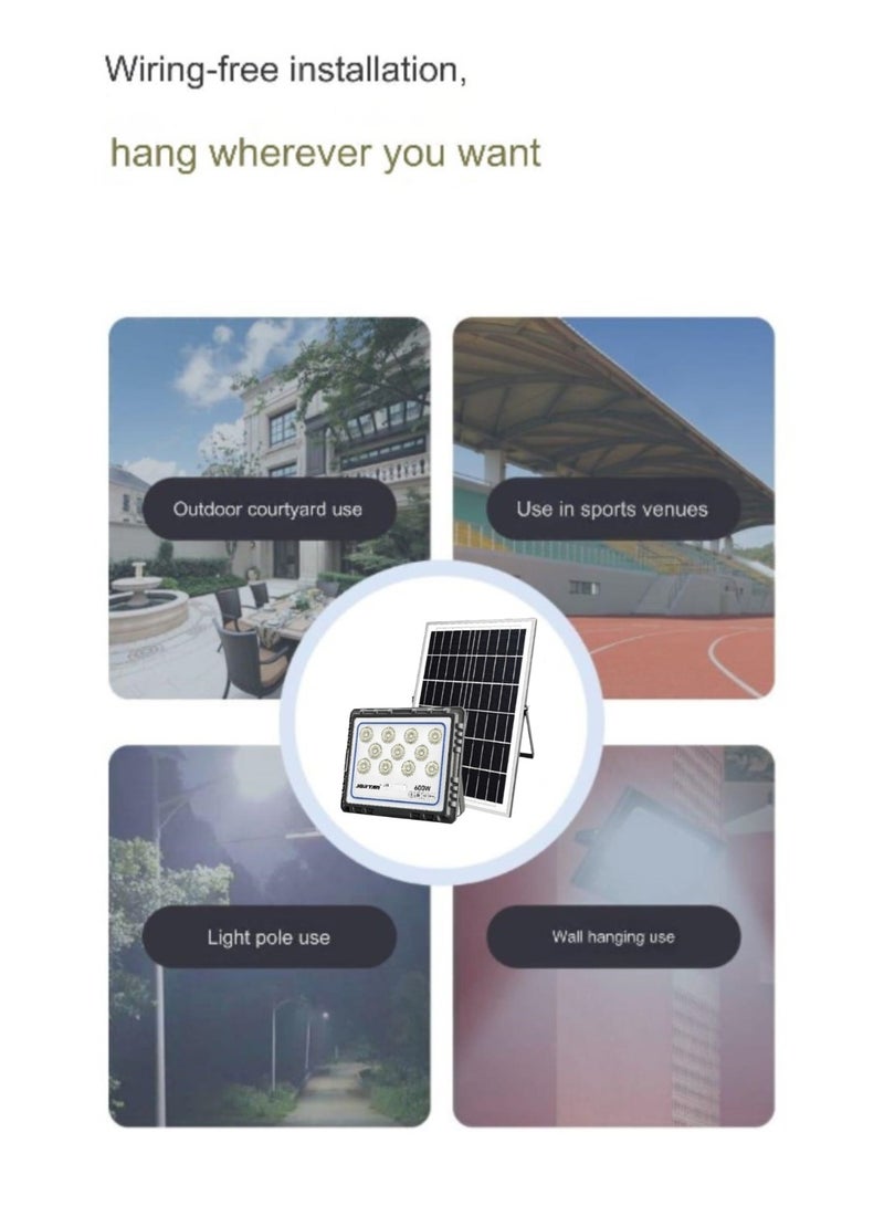 جورتان كشاف LED بالطاقة الشمسية قابل لإعادة الشحن بقدرة 600 وات، بطارية عالية السعة 25000 مللي أمبير في الساعة، لوحة شمسية بقدرة 25 وات، مقاومة للماء IP66، احتياطية من 13 إلى 17 ساعة، طقم جسم معدني - Image 4