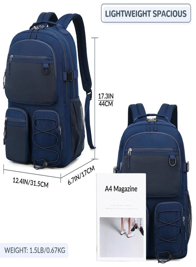 Lohol Water Resistant Daypack with Mulitiple Pockets for Travel Outdoor College, 15.6 inch Laptop Backpack for Men and Women, Navy Blue, Large, Daypack Backpacks - Image 3
