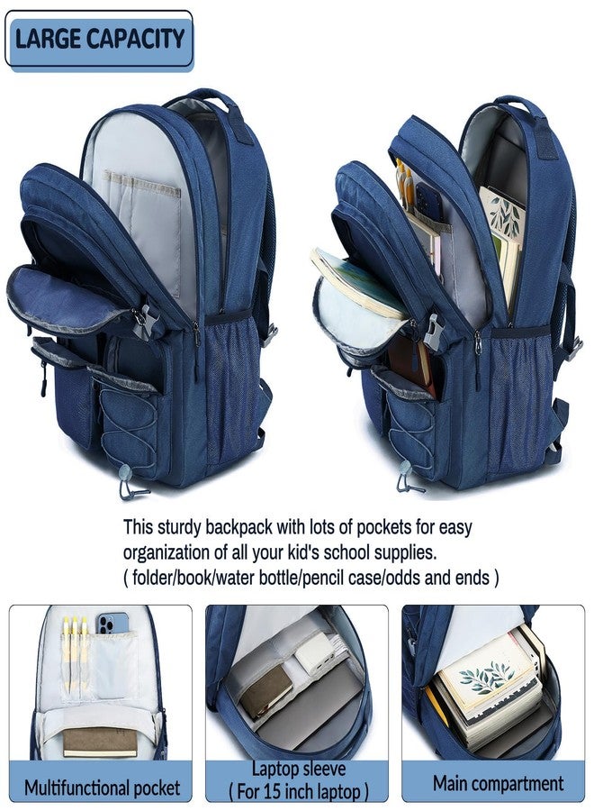 Lohol Water Resistant Daypack with Mulitiple Pockets for Travel Outdoor College, 15.6 inch Laptop Backpack for Men and Women, Navy Blue, Large, Daypack Backpacks - Image 4
