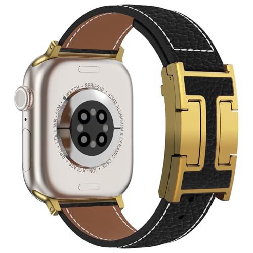 CHANCHY Leather Magnetic Watch Band Compatible with Apple Watch Bands 40mm 38mm 41mm 42mm 44mm 45mm 46mm, Top Grain Leather Dressy Band for Women Men iWatch Ultra SE3 Series 11/10/9/8/7/6/5/4/3/2/1 - Image 1