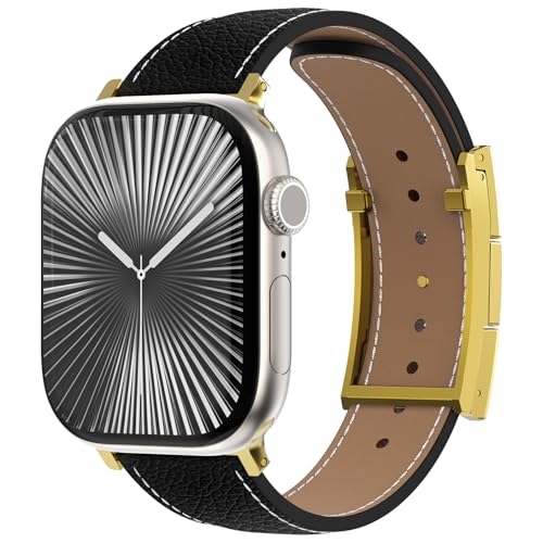 CHANCHY Leather Magnetic Watch Band Compatible with Apple Watch Bands 40mm 38mm 41mm 42mm 44mm 45mm 46mm, Top Grain Leather Dressy Band for Women Men iWatch Ultra SE3 Series 11/10/9/8/7/6/5/4/3/2/1 - Image 2