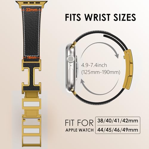 CHANCHY Leather Magnetic Watch Band Compatible with Apple Watch Bands 40mm 38mm 41mm 42mm 44mm 45mm 46mm, Top Grain Leather Dressy Band for Women Men iWatch Ultra SE3 Series 11/10/9/8/7/6/5/4/3/2/1 - Image 5