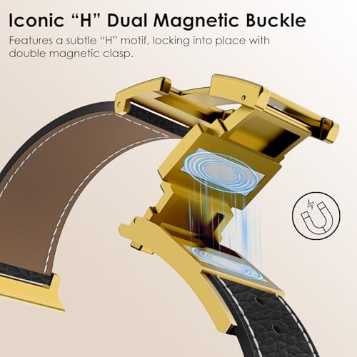 CHANCHY Leather Magnetic Watch Band Compatible with Apple Watch Bands 40mm 38mm 41mm 42mm 44mm 45mm 46mm, Top Grain Leather Dressy Band for Women Men iWatch Ultra SE3 Series 11/10/9/8/7/6/5/4/3/2/1 - Image 3
