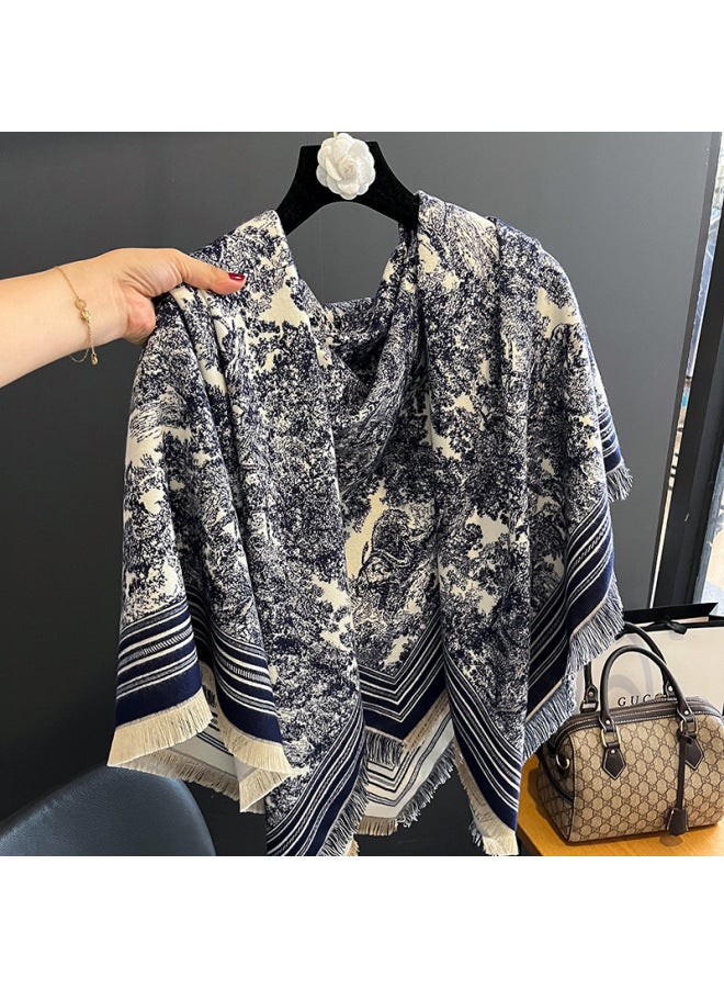 Ethnic Style Large Square Women's Travel High-end Warm Cashmere Scarf Thick Air Conditioning Tassel Shawl