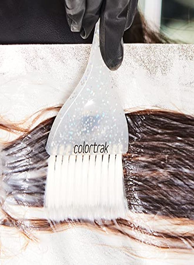 Colortrak 2 Piece Galaxy Glitter Hair Color Brushes For Highlighting And Coloring Large Sections Of Hair 1 X 2.5 Inch Wide Brush With Soft Bristles 1 X 3 Inch Extra Wide Brush With Stiff Bristles - Image 3