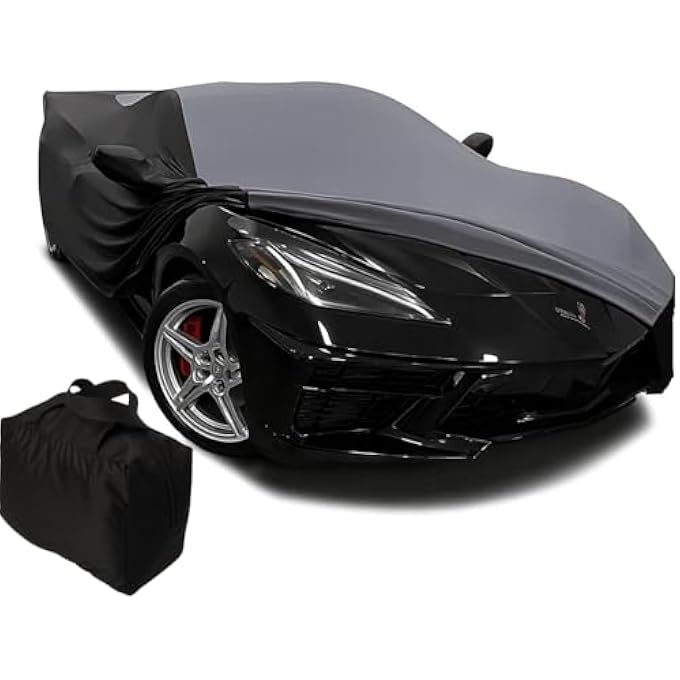 rayihni 2020-2023 C8 Corvette Ultraguard Stretch Satin Indoor Car Cover : Sport Series - The Ultimate HIGH END Custom Fit (Gray/Black) - Image 1