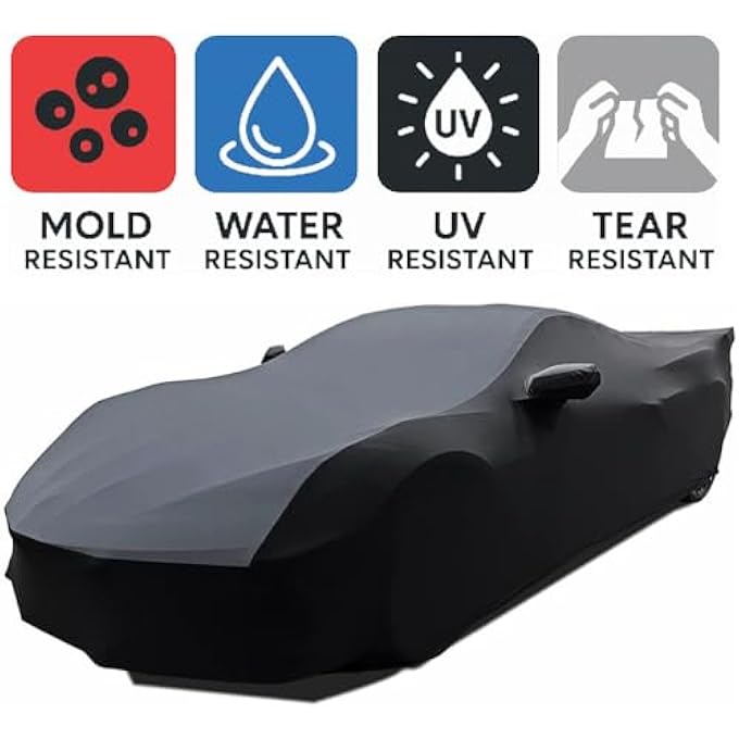 rayihni 2020-2023 C8 Corvette Ultraguard Stretch Satin Indoor Car Cover : Sport Series - The Ultimate HIGH END Custom Fit (Gray/Black) - Image 3