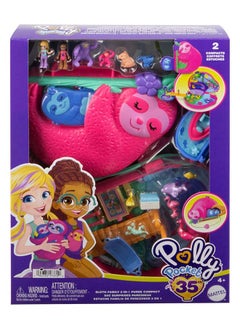 Polly Pocket Sloth Family 2-in-1 Compact Playset with 2 Micro Dolls