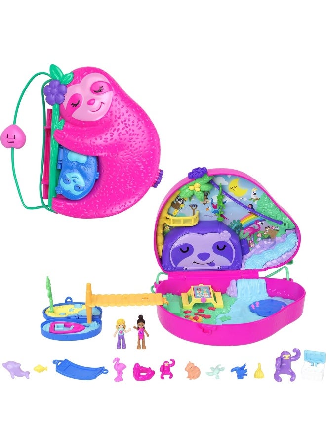 Polly Pocket - Polly Pocket Sloth Family 2-in-1 Compact Playset with 2 Micro Dolls - Image 1