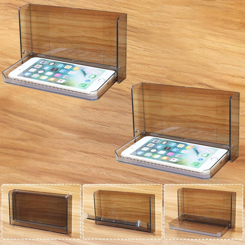 MONOSUGO Small Floating Wall Shelf, Foldable Adhesive Mini Shelf for Phone, Remote, Earphone - Home, Office, White (1 Pcs) - Image 1