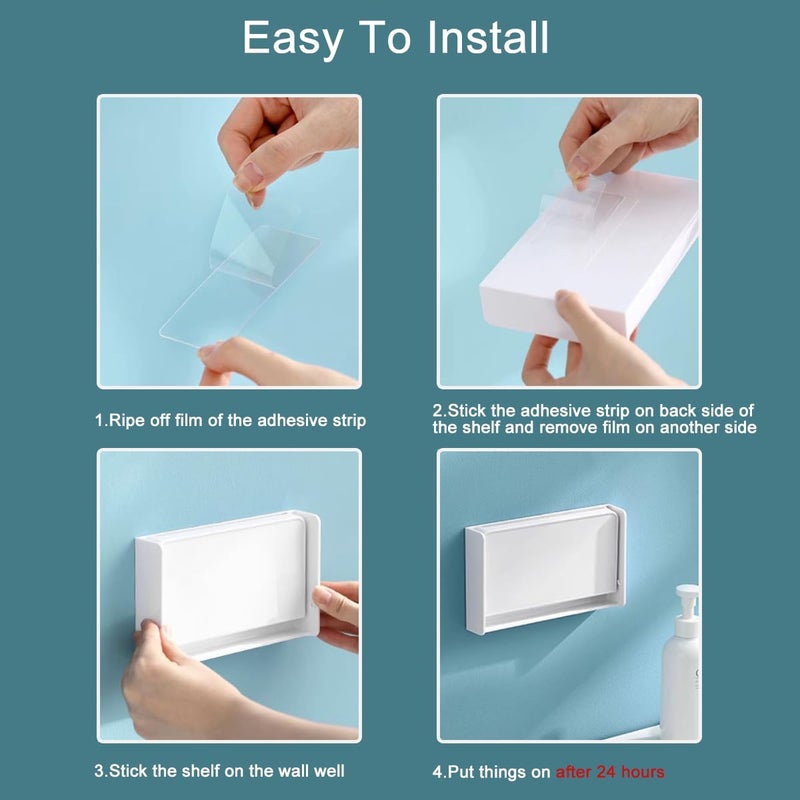 MONOSUGO Small Floating Wall Shelf, Foldable Adhesive Mini Shelf for Phone, Remote, Earphone - Home, Office, White (1 Pcs) - Image 3
