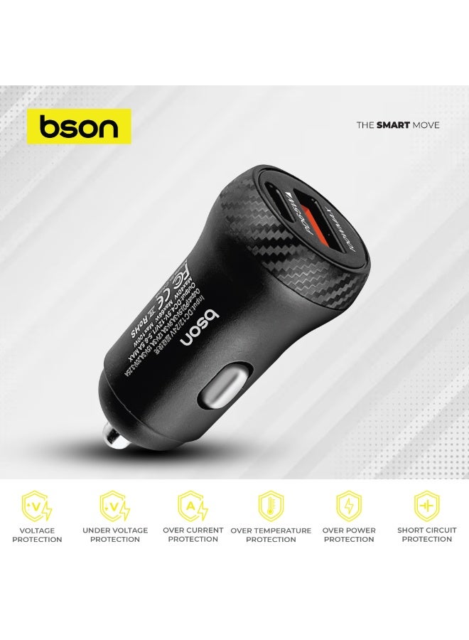 BSON محول السيارة فائق السرعة 88 واط، منفذي USB، USB-A، USB-C، شحن أسرع 6 مرات، QC3.0 100 واط كحد أقصى، PD 65 واط، ملحق سيارة مدمج وقوي، مناسب للسفر، للاستخدام اليومي، جاهز للرحلات - Image 4