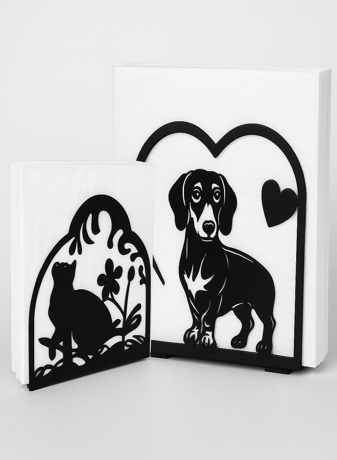 LFT Napkin Holder Dog Cat 2 - Metal Napkin Organizer 2-Pack - Cute Kitchen Table Decor Gift - Image 1