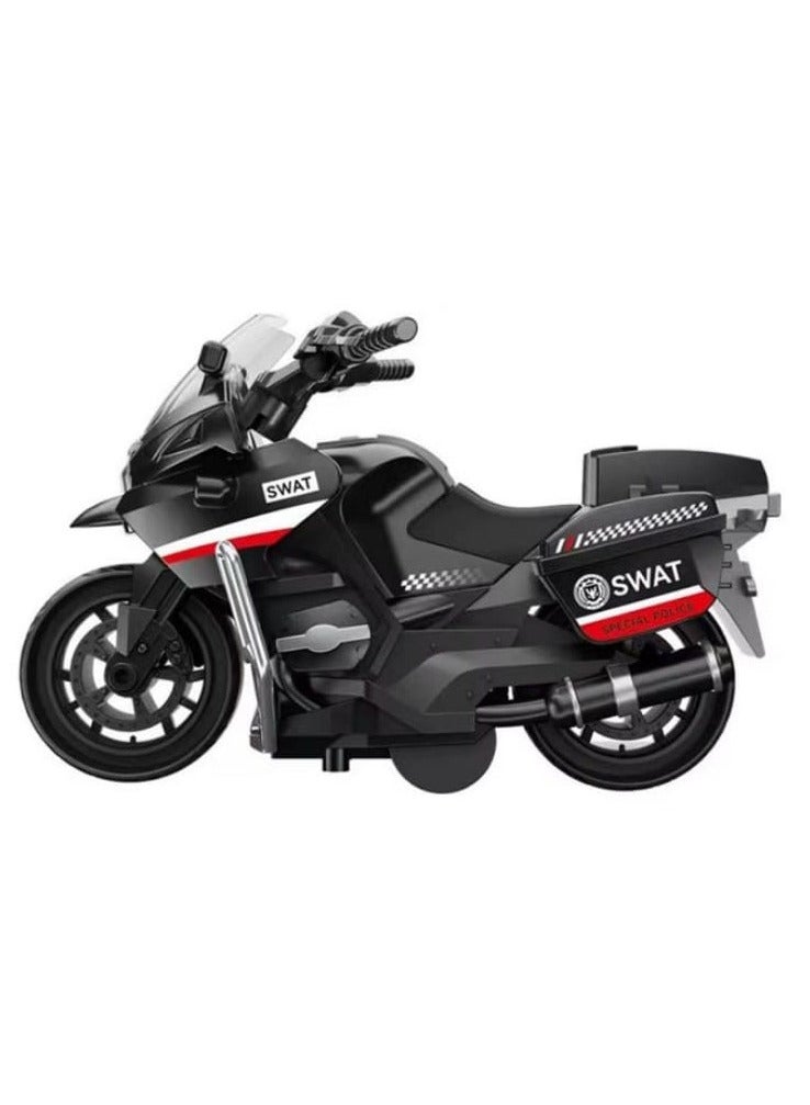 SWAT Police Motorcycle, Pull Back Motorcycle Toy, 1:12 Scale Motorcycle Model for Kids, Pull Back Motorcycle - Emergency Vehicle Design Toys (Black) - Image 2