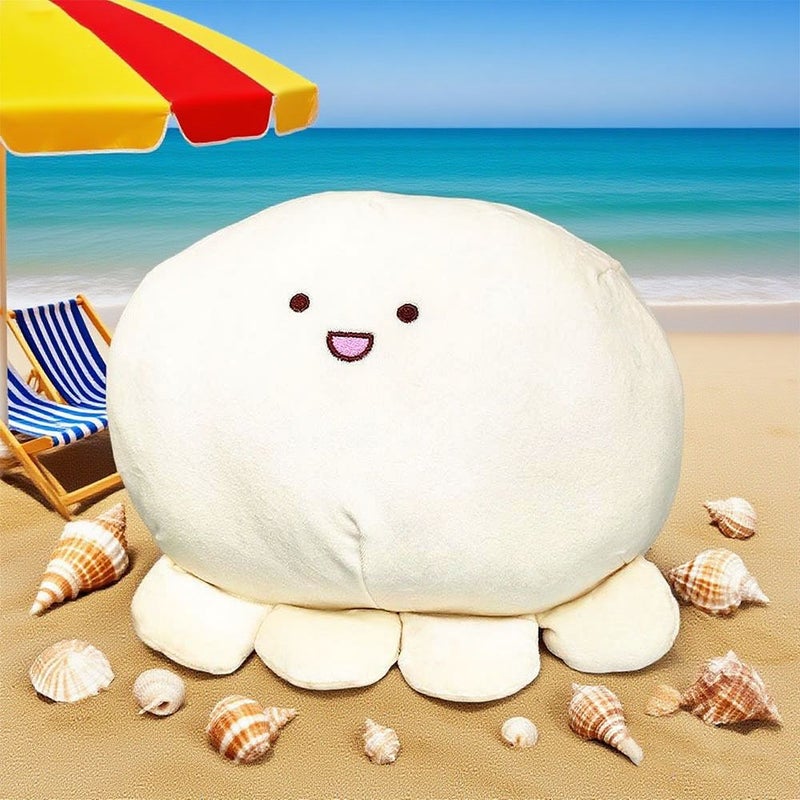 Soft White Octopus Plush Pillow 12.6inch Cozy Cushion Home Decor - Image 3