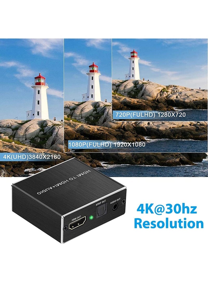 Mini HDMI Audio Extractor – 4K@60Hz HDMI to HDMI + SPDIF Toslink + 3.5mm Stereo Audio Output – HDMI Audio Splitter for TV, PS4 Slim, Xbox, Chromecast, Blu-ray, DVD - Image 4