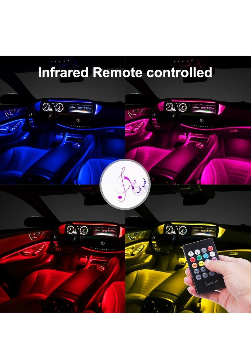 KASTWAVE Car LED Interior Lights 4PCS 48 LED Interior Lights DC 12V Multicolor Music Car Strip Light Under Dash Lighting Kit with Sound Active Function and Wireless Remote Control Car Interior Accessories  - Image 3