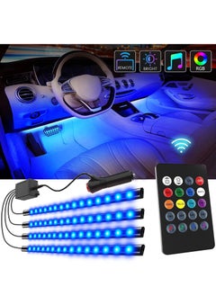 KASTWAVE Car LED Interior Lights 4PCS 48 LED Interior Lights DC 12V Multicolor Music Car Strip Light Under Dash Lighting Kit with Sound Active Function and Wireless Remote Control Car Interior Accessories  - Image 1