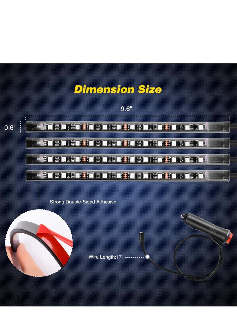 KASTWAVE - Car LED Interior Lights 4PCS 48 LED Interior Lights DC 12V Multicolor Music Car Strip Light Under Dash Lighting Kit with Sound Active Function and Wireless Remote Control Car Interior Accessories - Image 1