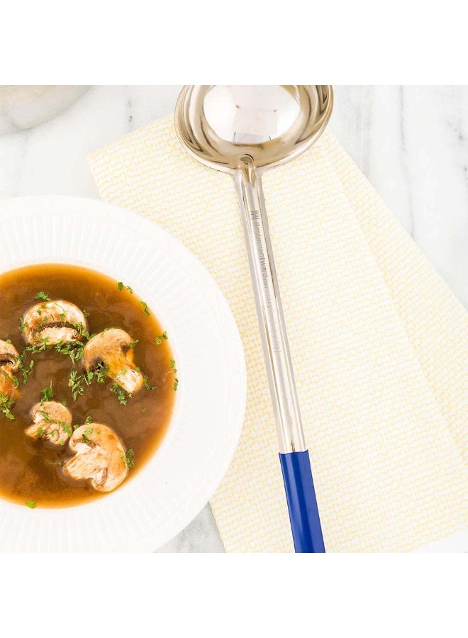 Restaurantware Met Lux 8 Ounce Soup Ladle, 1 Hook Handle Serving Spoon - With Blue Handle, Dishwashable, Stainless Steel Cooking Ladle, For Pouring And Cooking, Perfect for Soup, Chilli, Or Batter - Image 3