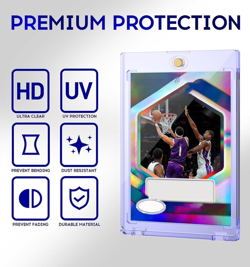 Basthalan 100ct Magnetic Card Holder, 35pt One Touch Card Holder, U-V Protectors Hard Plastic for Trading Cards, Magnet Case, Sports, Game, Football, Baseball - Image 3
