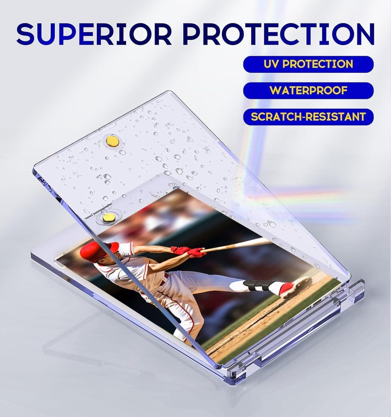 Basthalan 100ct Magnetic Card Holder, 35pt One Touch Card Holder, U-V Protectors Hard Plastic for Trading Cards, Magnet Case, Sports, Game, Football, Baseball - Image 4