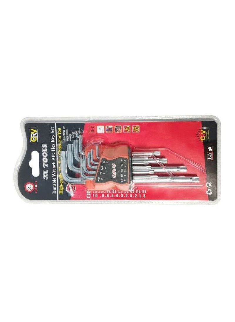 Generic - 9 Pcs Hex Key Set, Durable Wrench Hex Keys Set, Chromium Vanadium  Allen Key Set - Image 1