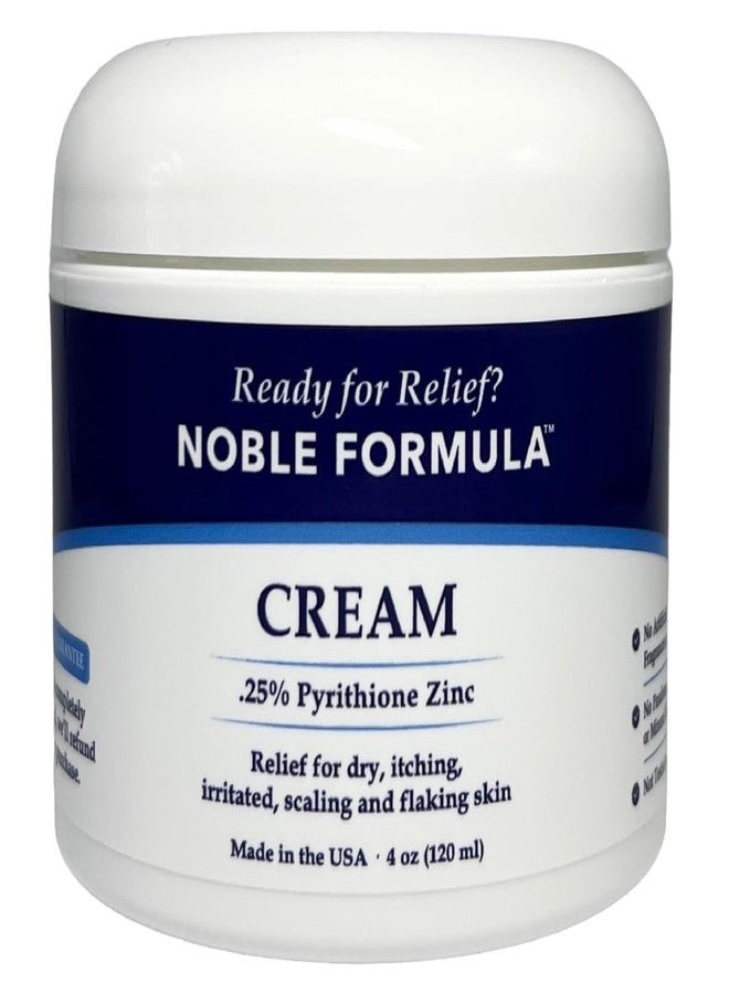 Noble Formula Pyrithione Zinc Cream 0.25% – Moisturizing Cream for Itching, Flaking, Dryness & Redness – Skin Support with Rosehip Oil, Squalane, Sweet Almond Oil & Vitamin E - 4 oz - Image 1