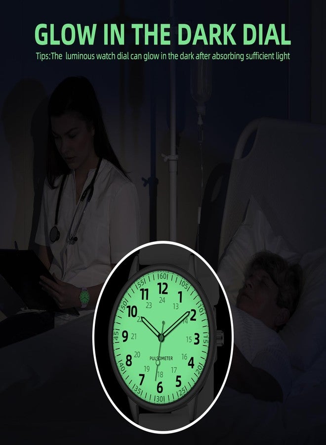 ساعة TWOPTION النسائية للممرضات، ساعة سيليكون تناظرية مقاومة للماء مع عقرب ثوانٍ، من أساسيات طالبات التمريض والطب (أخضر) - Image 4