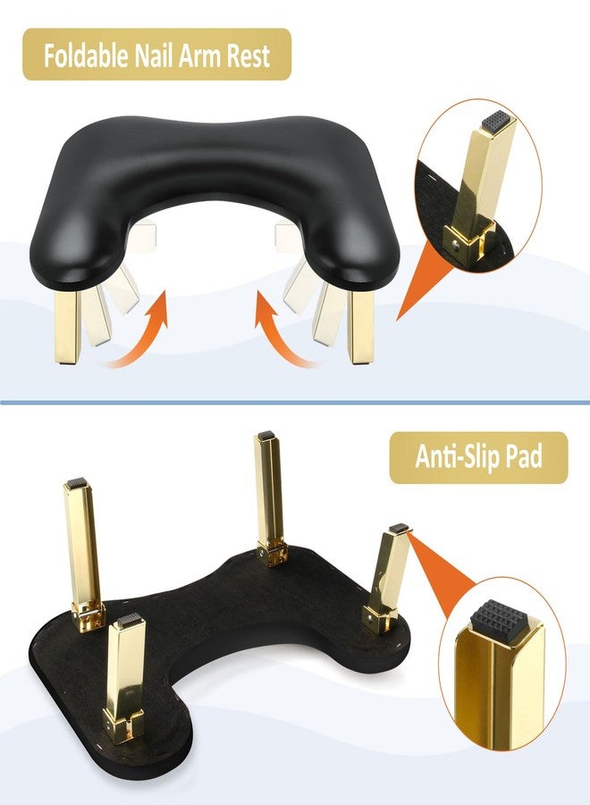 SZSJA Nail Arm Rest, Foldable Arm Rest for Nails Tech, PU Leather Nail Hand Rest, Nail Tech Client Arm Stand, U Shape Manicure Hand Rests for Foot Hand Holder, Black - Image 4