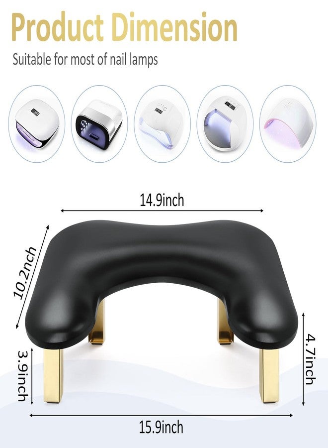 SZSJA Nail Arm Rest, Foldable Arm Rest for Nails Tech, PU Leather Nail Hand Rest, Nail Tech Client Arm Stand, U Shape Manicure Hand Rests for Foot Hand Holder, Black - Image 2