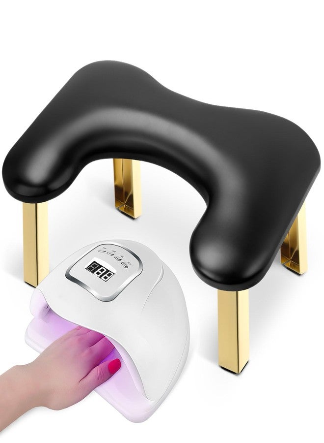 SZSJA Nail Arm Rest, Foldable Arm Rest for Nails Tech, PU Leather Nail Hand Rest, Nail Tech Client Arm Stand, U Shape Manicure Hand Rests for Foot Hand Holder, Black - Image 1