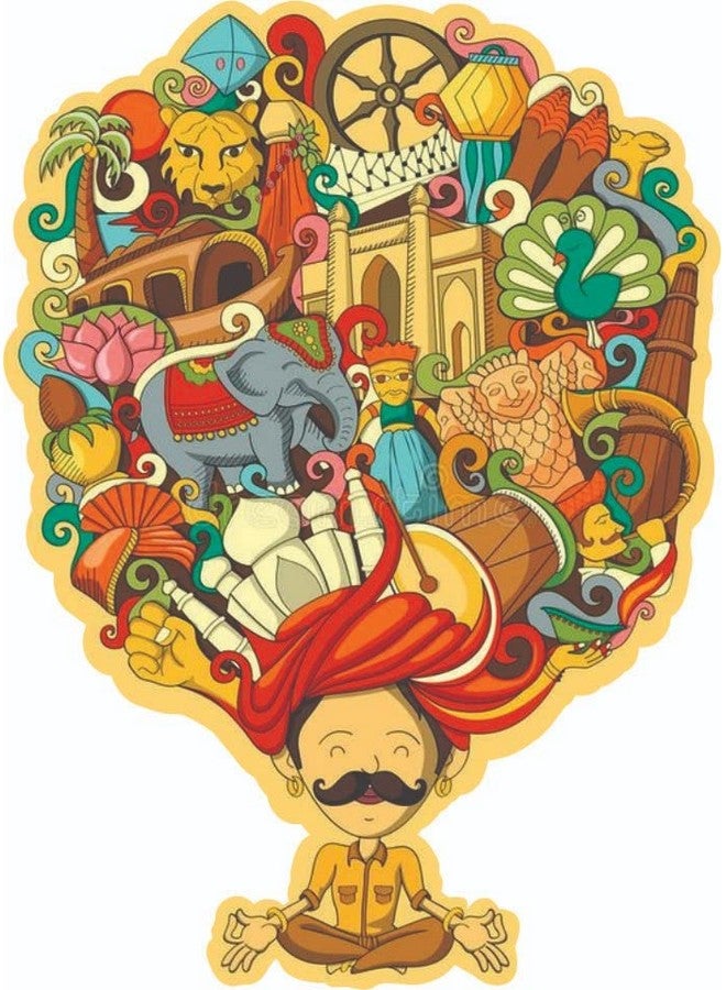 India Souvenir Wooden Fridge Magnet - Funny Indian Man with Moustache,Perfect Souvenir for Gifting