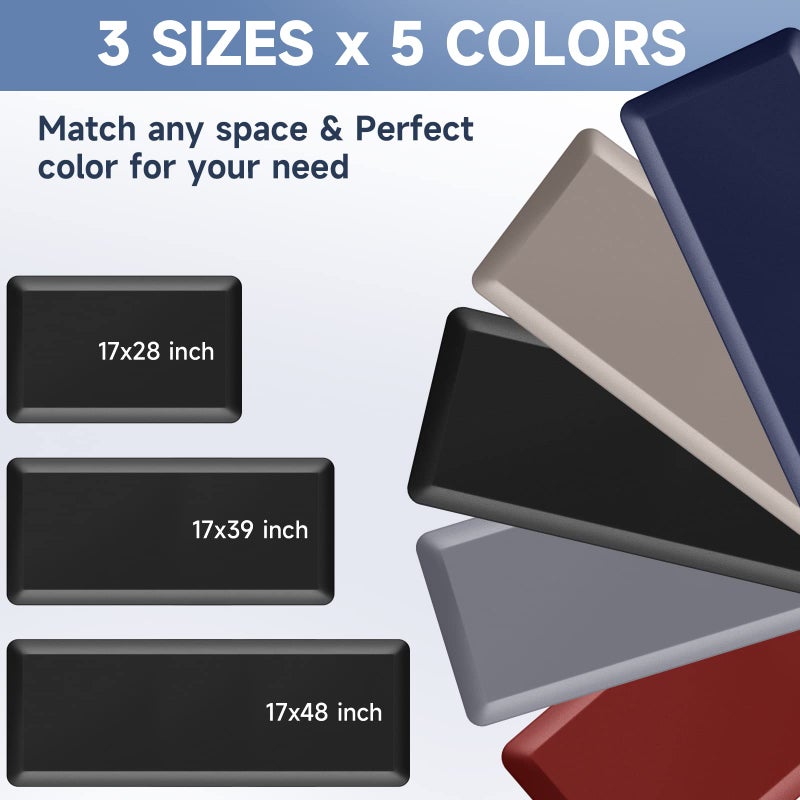 StepRite 4/5 Inch Thick Kitchen Mat Anti Fatigue Mat Kitchen Rugs Kitchen Decor Non-Slip, Stain Resistant, Water Resistant Kitchen Mats Desk Mat for Kitchen, Office, Workshop, Black, 17'' x 39'' - Image 4