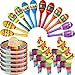 Hungdao 24 Pcs Mexican Fiesta Decorations Includes Mini Donkey Pinata Wooden Fiesta Maracas Mini Sombrero Hats Cinco De Mayo Decorations for Birthday Party SuppliesDelicate - Image 3