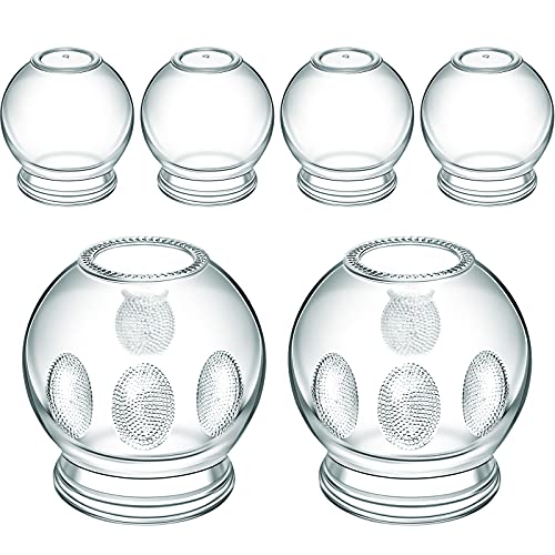 Nuanchu 6 Pieces Glass Fire Cupping Therapy Set Thick Chinese Acupoint Cupping Kit Professional Vacuum Glass Fire Jars with Finger Grips in 2 Sizes for Myofascial Massage Muscle Nerve Joint Pain - Image 2