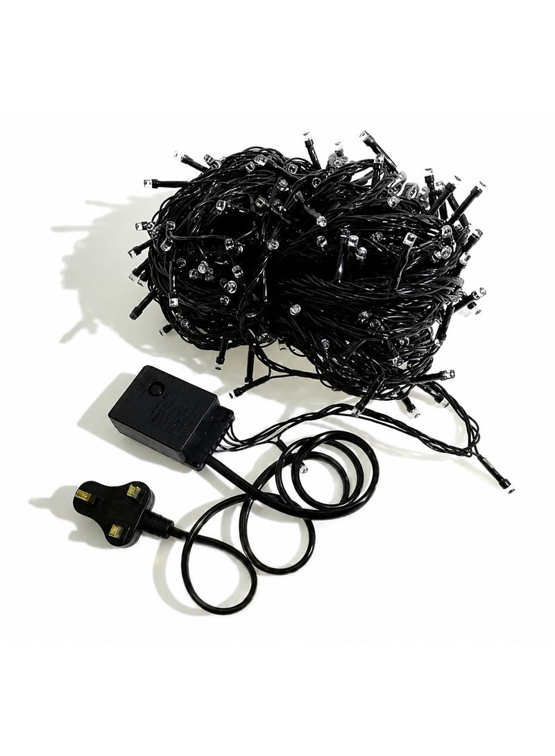 Cool White LED String Lights Black Wire Plug-in 15mtr 200 LEDs String Home Decorative LED Strip for Christmas EID - Image 1